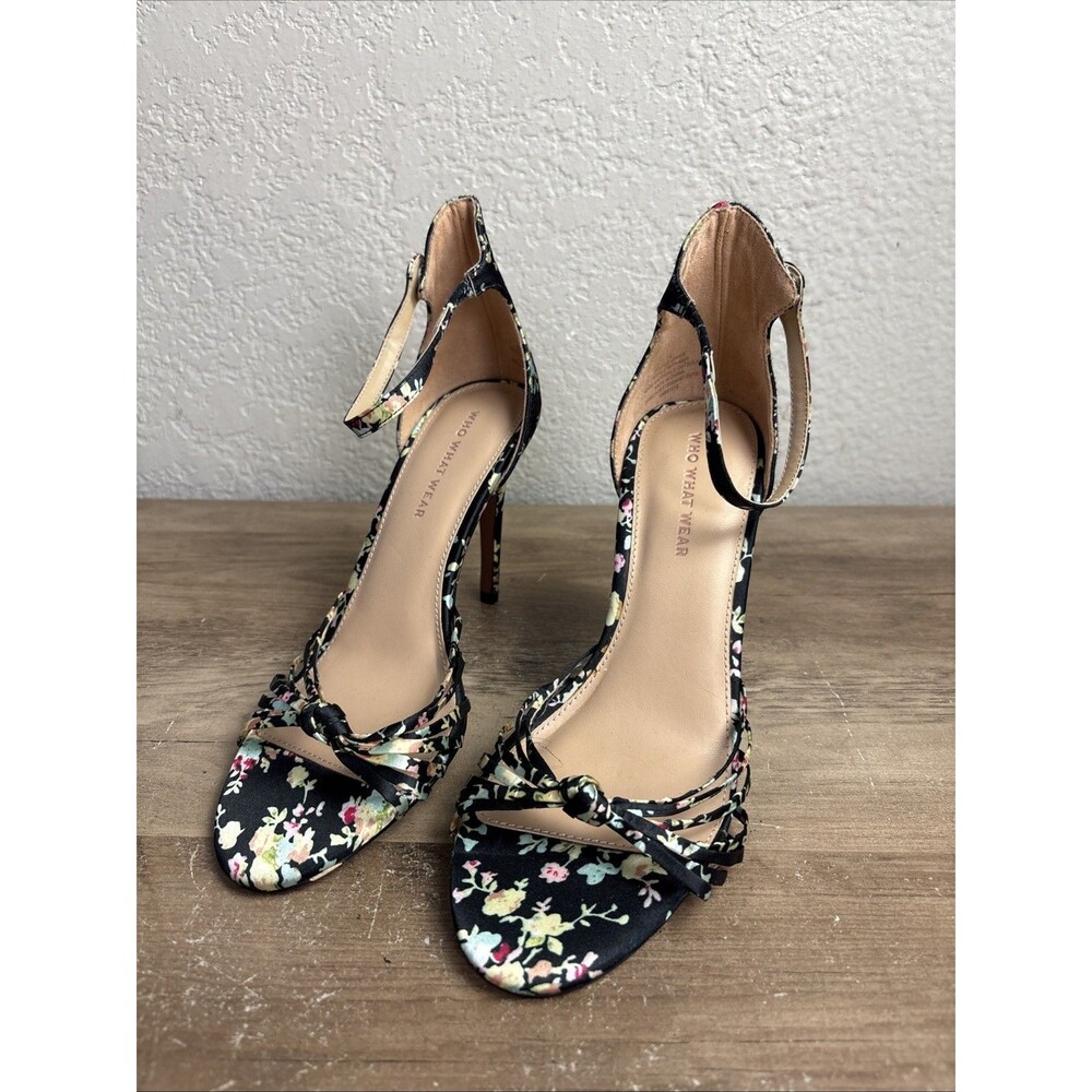 Who What Wear Heels Womens Size  7.5 Black Floral Stiletto